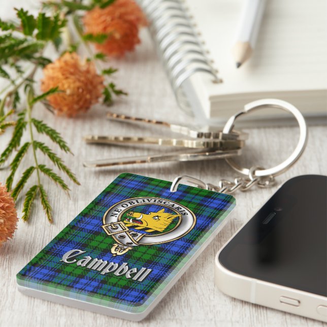 Porte-clefs Badge/Rectangle de tartan du clan Campbell (Devant droit)