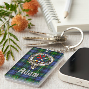 Porte-clefs Badge/Tartan Rectangle du clan Adam