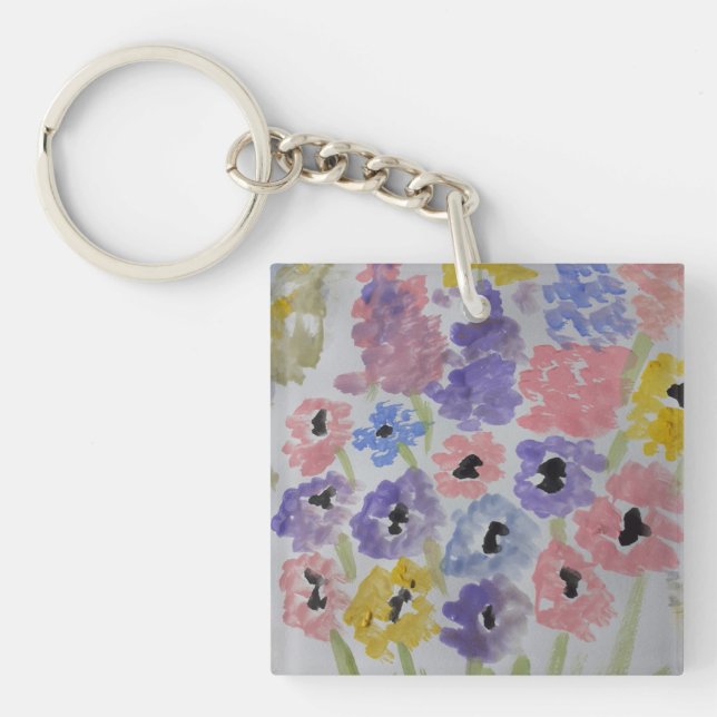 Porte-clefs Bague à clé acrylique Fleur sauvage d'été (Devant)