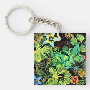 Porte-clefs Bague à clé acrylique Rodilius papillon et fleur
