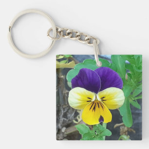 Porte-clefs Bague à clé acrylique violet et jaune