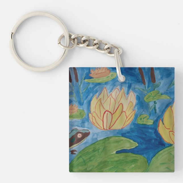 Porte-clefs Bague à clé grenouille et Nénuphar (Devant)