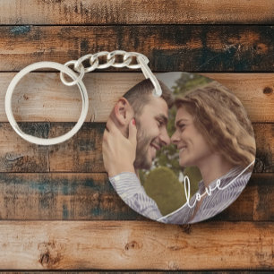Porte-clefs Bague à clé photo simple en couple de script