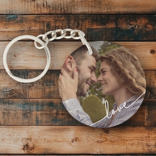 Porte-clefs Bague à clé photo simple en couple de script (Créateur téléchargé)