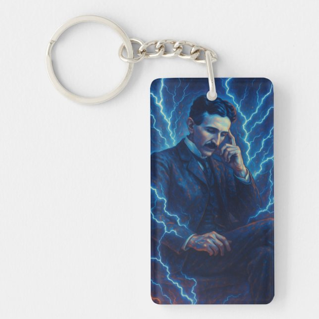 Porte-clefs Bague à touches "Nikola Tesla - Génie de poche" (Devant)