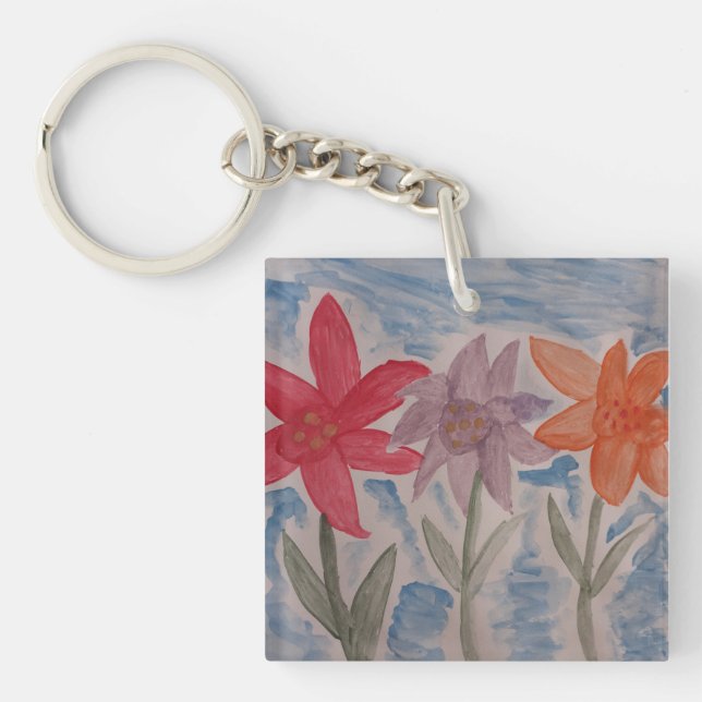 Porte-clefs Bague de clé acrylique des fleurs de lys (Devant)
