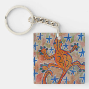 Porte-clefs Bague De Clé Acrylique Gecko Orange