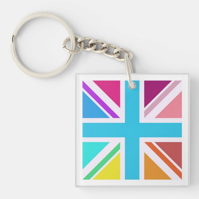 Porte-clefs Bague de clé carré - Indicateur Union Jack multico (Devant)