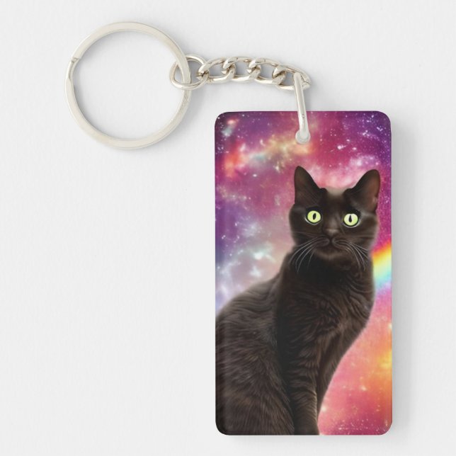 Porte-clefs Bague de clé de chat espace (Devant)