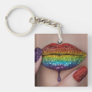 Porte-clefs Bague de clé de fidélité - Rainbow Lipstick Lesbia