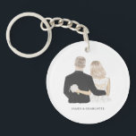 Porte-clefs Bague de clé d'illustration de mariée et de pièce<br><div class="desc">Ce joli porte-clés de couple présente une illustration de mariée et mariée. Pour une personnalisation plus avancée de cette conception,  par exemple la modification de la disposition,  de la police ou de la taille du texte,  cliquez sur le bouton "PERSONNALISER" ci-dessus. Veuillez me contacter pour toute question !</div>