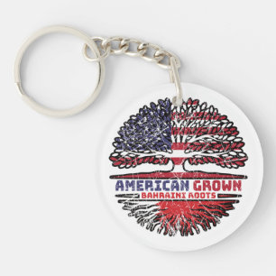 Porte-clefs Bahrain Bahraini American USA Tree Roots Flag