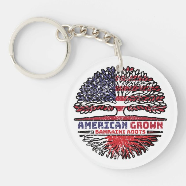 Porte-clefs Bahrain Bahraini American USA Tree Roots Flag (Devant)