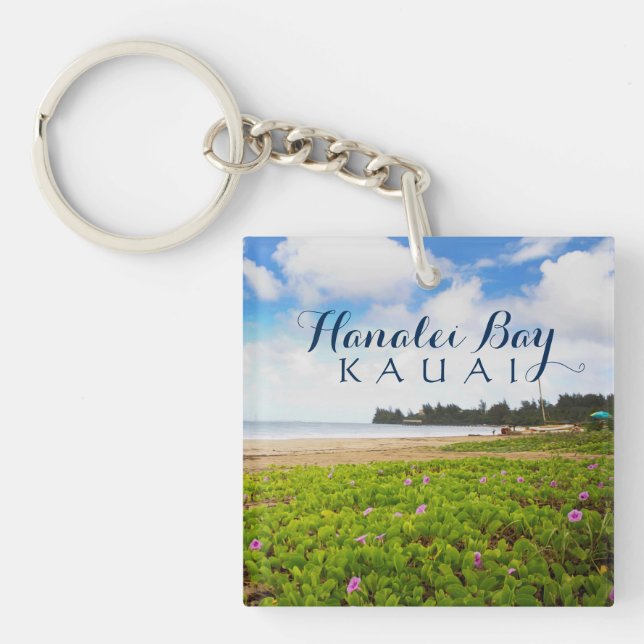Porte-clefs Baie de Hanalei, fleurs de plage de Kauai Hawaï (Devant)