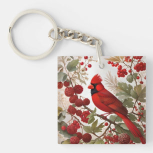 Porte-clefs Baies rouges d'oiseaux du Cardinal Nord