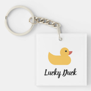 Porte-clefs Bain de canard en caoutchouc jaune Lucky Canard