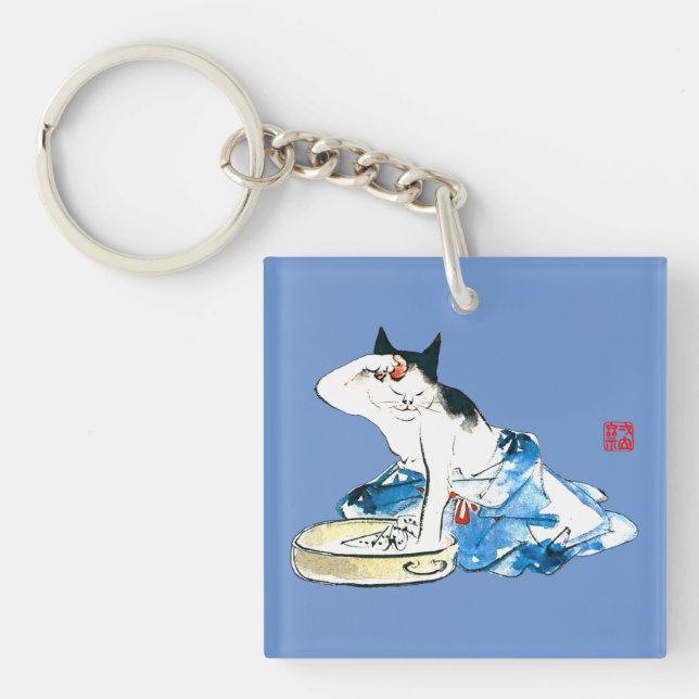 Porte-clefs Bain japonais de chats humoristique II (Devant)