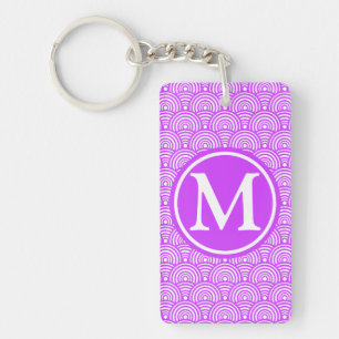 Porte-clefs Balances de poisson violet monogramme