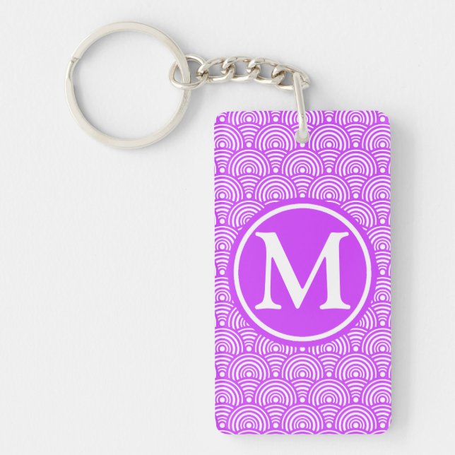 Porte-clefs Balances de poisson violet monogramme (Devant)