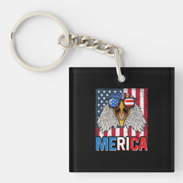 Porte-clefs Bald Eagle Merica 4 juillet (Devant)