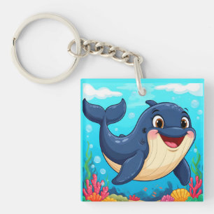 Porte-clefs Baleine de dessin animé joyeuse nageant