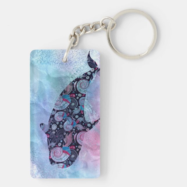 Porte-clefs Baleine ornementale de silhouette (Dos)