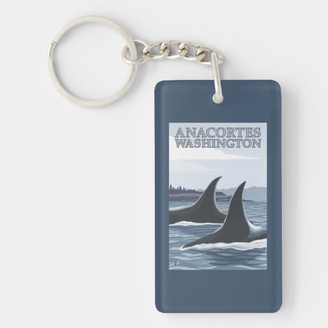 Porte-clefs Baleines #1 - Anacortes, Washington d'orque (Devant)