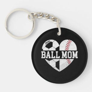 Porte-clefs Ball Maman Chemise Coeur Funny Baseball Soccer Mam