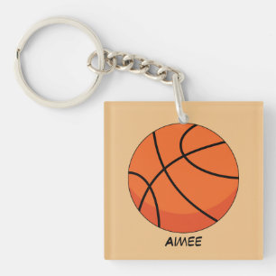 Porte-clefs Balle de basket-ball en dessin Ajouter un nom