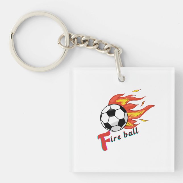 Porte-clefs Balle de feu - Football en feu (Devant)