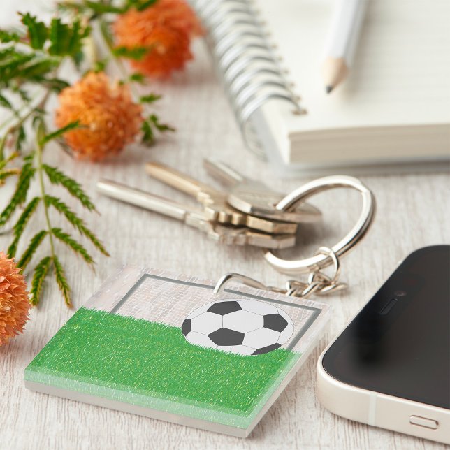 Porte-clefs Balle de football et poteau de but sur un terrain  (Créateur téléchargé)