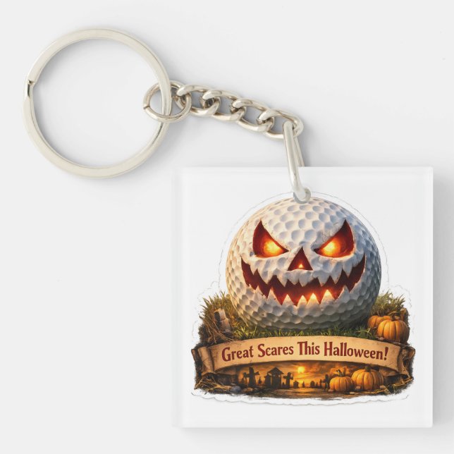 Porte-clefs balle de golf drôle d'Halloween (Devant)