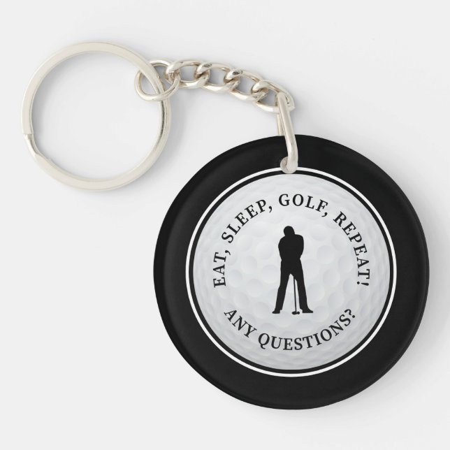 Porte-clefs Balle de Golf Drôle Golfeur Monogramme Pour Lui No (Devant)