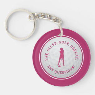 Porte-clefs Balle de Golf Golfeur Moderne Monogramme Féminin R
