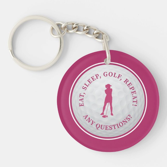 Porte-clefs Balle de Golf Golfeur Moderne Monogramme Féminin S (Devant)