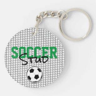 Porte-clefs Balle de soccer Ball Net Sports Noir Blanc Vert Am