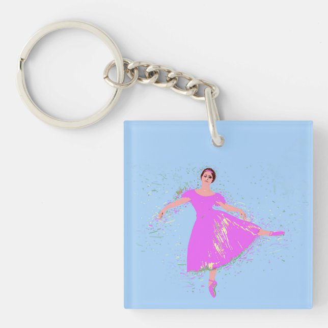 Porte-clefs Ballerina Danseuse Magenta Rosée (Devant)