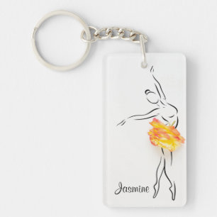 Porte-clefs Ballerina Rose Ballet Dancer Nom personnalisé