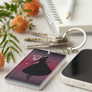Porte-clefs Ballerine Romantique & Silhouette de Rose en Acryl