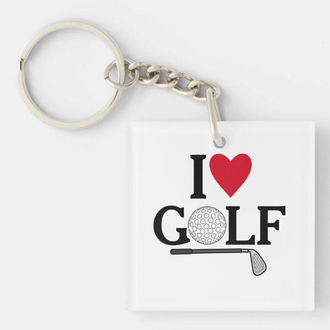 Porte-clefs Balles de golf personnalisables J'adore (Devant)