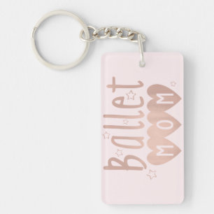 Porte-clefs Ballet Maman Rose Rose Or Étoiles & Coeurs