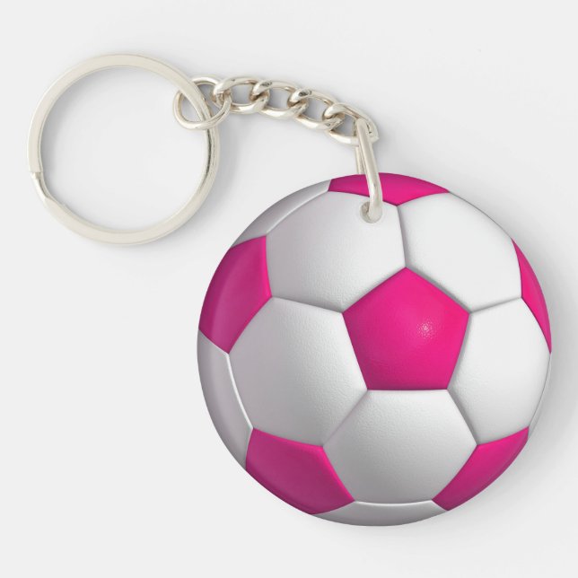 Porte-clefs Ballon de football rose (Devant)