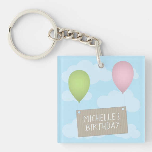 Porte-clefs Ballons et étiquette Porte - clé d'anniversaire (Devant)
