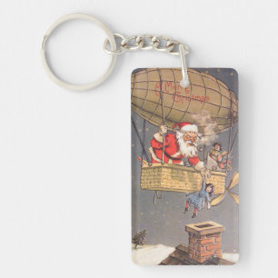 Porte-clefs Balloon à air chaud Santa Claus Porte - clé Vintag