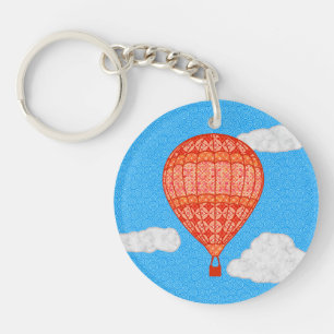 Porte-clefs Ballotte à air chaud, Coral Orange contre un ciel