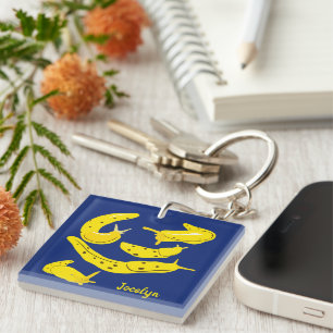 Porte-clefs Banana Slugs Jaune et Bleu Personnalisé