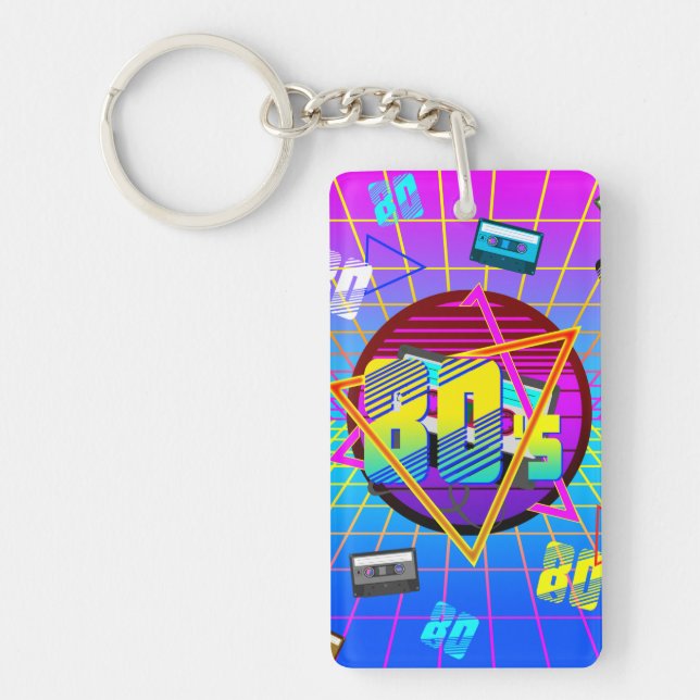 PORTE-CLEFS BANDE CASSETTE RÉTRO DES ANNÉES 80     (Devant)