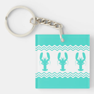 Porte-clefs Bande de homard blanc turquoise du littoral