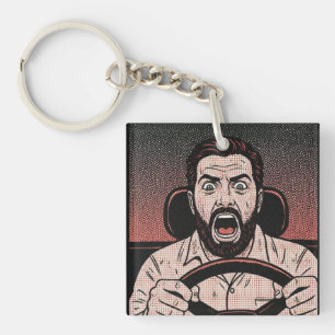 Porte-clefs Bande dessinée de rage au volant – La fureur du co