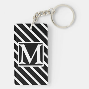 Porte-clefs Bande diagonale noire SF Monogramme